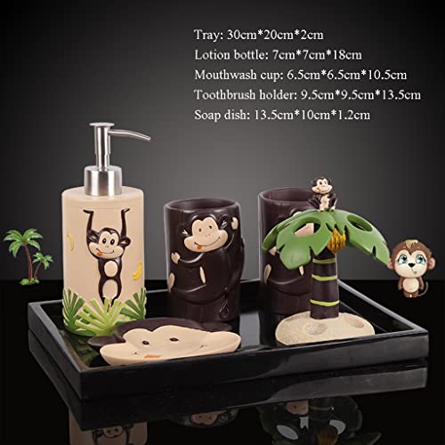 Set de bain singe en céramique avec plateau de présentation - 3