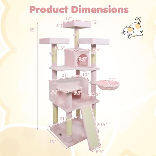 Tangkula Rascador para Gatos de 65 Pulgadas Multinivel miniatura 4