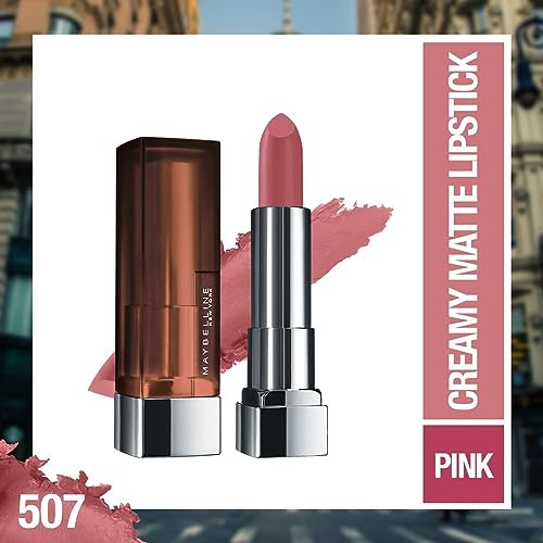 Image of Maybelline New York Color Sensational Creamy Matte Lipstick lasts up to 12 Hours, Hydrate Lips, Rich Creamy Lipstick with Shea Butter, Available in 42 Shades - 507 Almond Pink, 3.9g