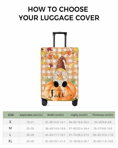 Travel Luggage Cover Medium Suitcase Cover Fit for 22-25 Inch Luggage Thanksgiving Fall Luggage Protector Suitcase Cover Autumn Pumpkin Gnome Maple Leaf Yellow Luggage Cover Protector for Suitcase3