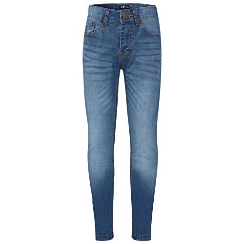 Faded Mid Blue Denim Jeans Comfort Stretch Skinny Pants Trousers Lightweight Trendy Summer Boys Age 5-13 Years