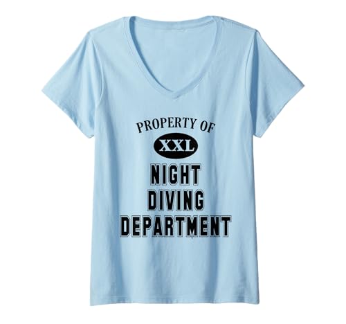 Womens Property of Night Diving Department Nighttime Scuba Divers V-Neck T-Shirt
