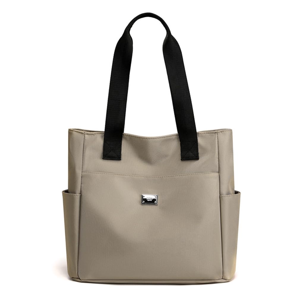 Nylon Tote Bag for Women with Zipper & Water Bottle Pocket - Lightweight Small Travel Bag, Foldable with Pockets