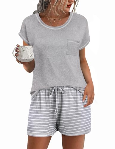 Ekouaer Womens Pajamas Sets Short Sleeve Tops and Shorts Pjs Soft Sleepwear - image 1