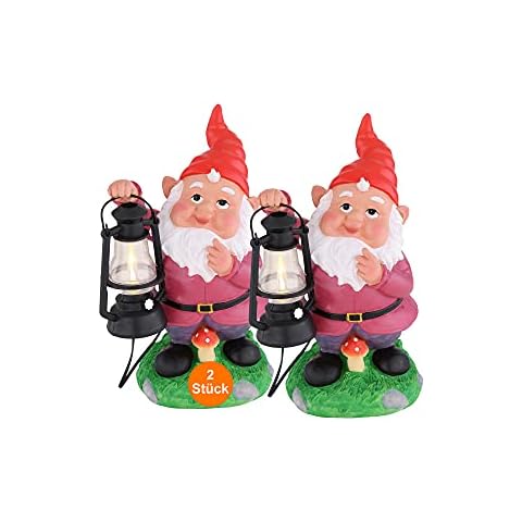 bmf-versand® Gartenzwerg Lustig Set mit LED 2er Set Cover
