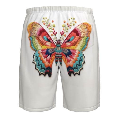 Embroidery Colorful Butterfly Print Stylish Beach Shorts Swim Trunks Lightweight Breathable Summer Outdoor Activities 6