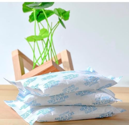 URbazaar 50 Pcs Non-toxic Pure Silica Gel Silica Gel Desiccant Bags Silica Gel Moisture Absorber Desiccant Damp Dehumidifier Room Kitchen Clothes Storage Moisture Absorber Bags (10g-50pcs)