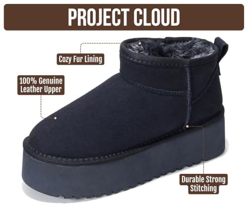 Image of Project Cloud 100% Genuine Leather Platform Ankle Boots for Women