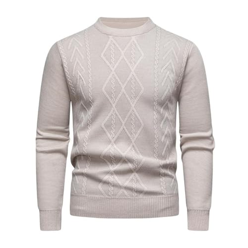Men's Sweater Checkered Round Neck Knit Pullover Warm Casual Long Sleeve Top for Men4