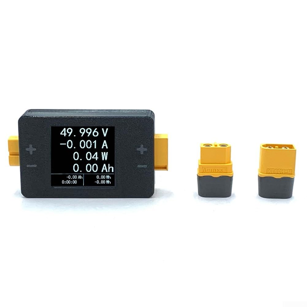 DC-Coulomb-Messgerät für LIPO-Batterietests, 8-150 V ± 50 A für XT90 vergoldete Schnittstelle, 1,5-Zoll-LCD-Display für Spannungskapazität und Leistungsüberwachung (A)