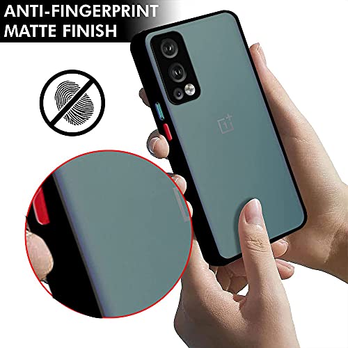 Image of TheGiftKart Hybrid Back Cover Case for OnePlus Nord 2 5G / OnePlus Nord 2 5G Pac-Man Edition | Smoked Matte Back | 360 Degree Protection | Protective Hard Back Cover Case (PC & TPU, Black Bumper)