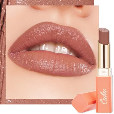 Oulac Nude Moisturising Lipstick - Lip Balm Tinted Keep Lips Hydrated, Beige Nourishing Lip Care, Satin Finish, Creamy Texture, Highly Pigmented, With Shea Butter, Vegan Gluten-free SG01 Bare
