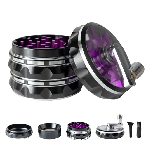 Clear Top Herb Grinder 2.5'' 4-Part Alloy with Handle