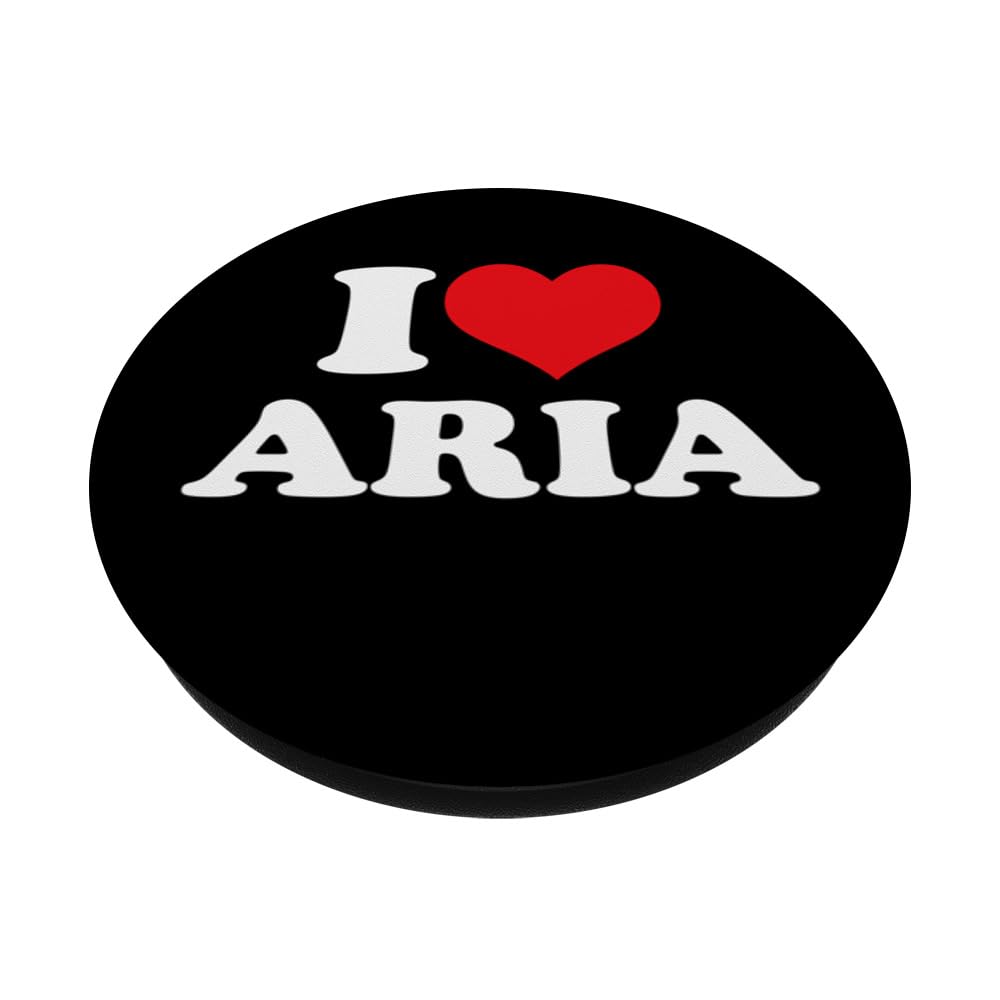 I Love Aria, I Heart Aria name PopSockets Swappable PopGrip, Black - Image 2