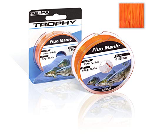 Zebco Qualitäts Trophy Manie monofile Angelschnur Angel Zubehör Allroundschnur, Fluo rot, 0,25mm / 5Kg Zebco Qualitäts Trophy Manie monofile Angelschnur Angel Zubehör Allroundschnur, Fluo rot, 0,25mm / 5Kg