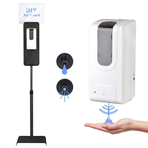 Automatic Hand Sanitizer Dispenser Touchless with Stand and Drip Catcher and Refillable Soap Bottle 1000ml and Poster Board