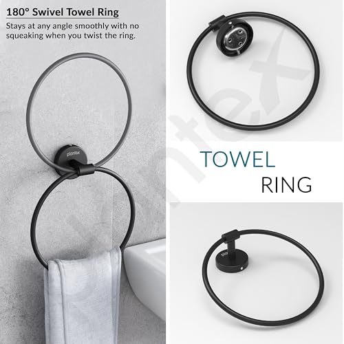 Image of Plantex Towel Ring for Bathroom /Stainless Steel Towel Holder /Round Napkin Ring /Towel Stand for Bathroom /Bathroom Accessories - Pack of 1 (Black)