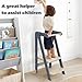 yifaeux Toddler Tower Kitchen Learning Stool Helper, Foldable Kids Standing Tower for Counter, Collapsible Adjustable Baby Child Step Stool with Safety Net for Bathroom Beige