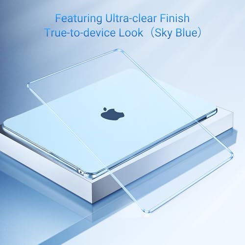 Image of MOSISO Compatible with MacBook Air 13 inch Case M5 2026 M4 2025 M3 M2 2024-2022 A3449 A3240 A3113 A2681, Hard Shell&Keyboard Cover&Screen Film&Type C for MacBook Air 13.6 inch Case, Crystal Sky Blue