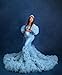 Changuan Puffy Maternity Dress for Photoshoot Tulle Bridal Robes Ruffle Mermaid Baby Shower Dressing Gown Pregnancy Gowns Photography Pink L/XL