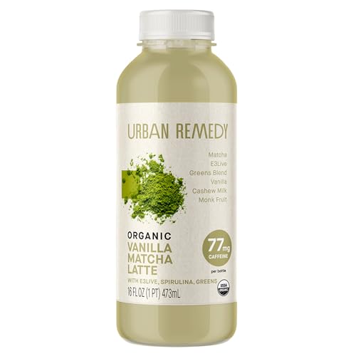 Urban Remedy Organic Vanilla Matcha Latte, Plant-Based Cashew Milk Drink with Antioxidants, Vegan, Kosher, Dairy-Free, Gluten-Free, Kosher, Non-GMO, 16 fl oz