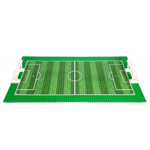 Bloques de construcción de estadio de fútbol con placa base y portería para minifiguras