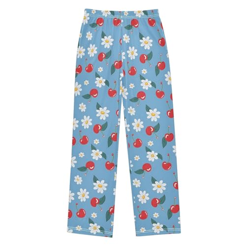 Pajama Pants Cherries Daisies PJ Bottoms Sleepwear Lounge Sleep Pant with Pockets
