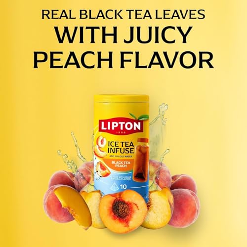 Image of Lipton Ice Tea Infuse Black Tea Peach Cold Brew Tea Bags for On-The-Go or At Home 10 Tea Bags (Pack of 6)