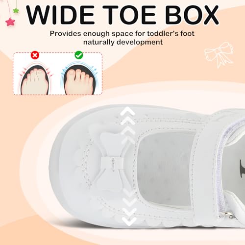 L-RUN Toddler Girl Mary Jane School Shoes Non-Slip Flower Wedding Party Flats