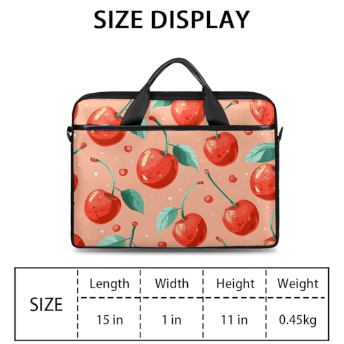 Shoulder Bag for Laptop Cherries Print 14/15 Inch Laptop Sleeve Waterproof Computer Bag for Notebook & Tablet Shockproof Laptop Case for Work Travel2