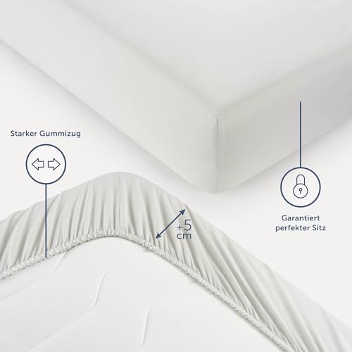 Blumtal® Spannbettlaken 200x200x30cm aus Microfaser - Oekotex zertifiziertes Bettlaken Spannbettlaken in Moonlight Grey - Grau – Ansicht 3