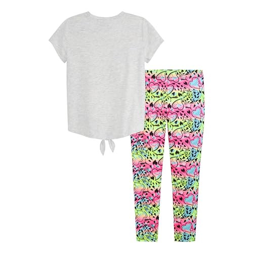 Image of PUMA Girls' Short Sleeve Tee & Legging Set, Logo Graphics, Crewneck