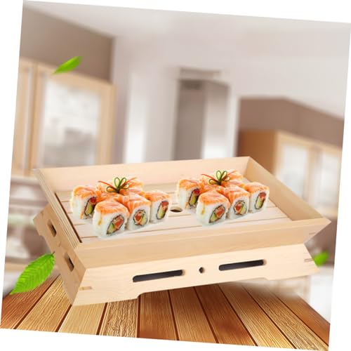 Bandeja de sushi japonesa de plástico beige miniatura 4