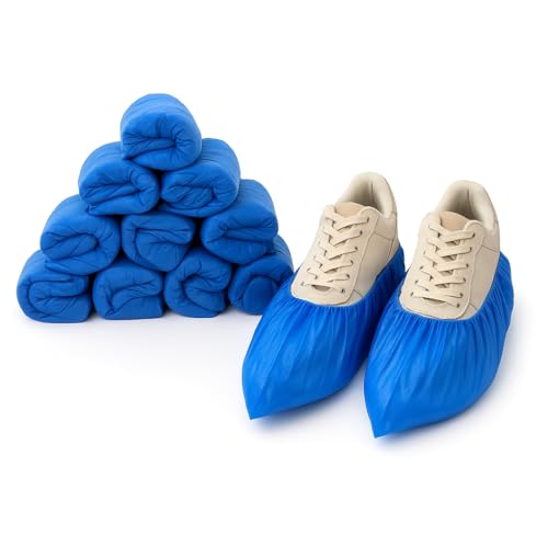 GC GLOBALCOMMERCE Einweg-Überschuhe 100 Stück blau | Einwegschuhe aus strapazierfähigem CPE für Hausreinigung, Garten und Arbeitsumgebungen