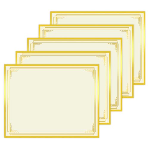 HAUTOCO 25 Sheets Certificate Paper 8.5 x 11 for Printing, Blank Gold Foil Border Diploma Paper, 180...
