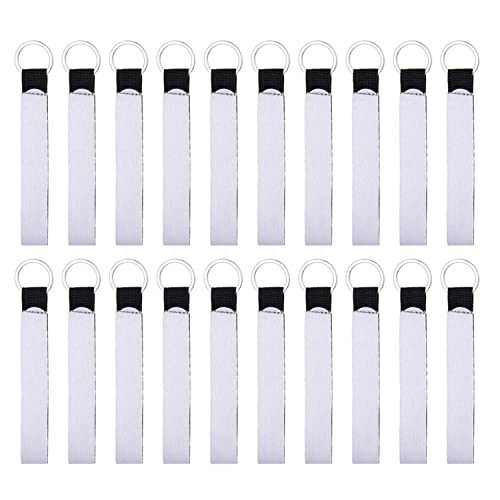 20 llaveros de sublimación en blanco para muñeca, cordón de muñeca en...