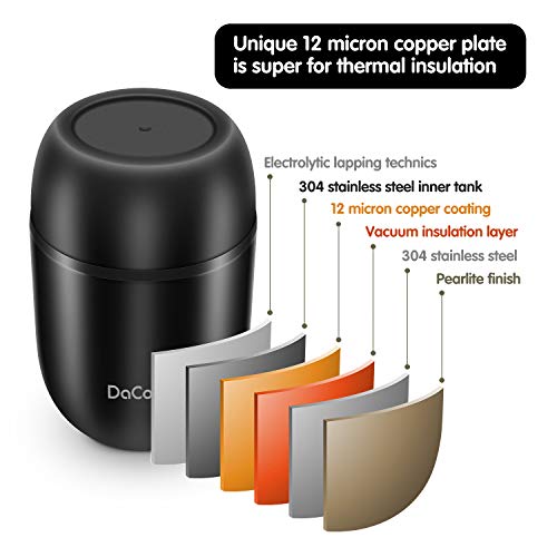 Dacool Insulated Lunch Container Insulated Food Jar 16 Oz Stainless Steel Vacuum Bento Hot Lunch Box For Kids With Spoon Leak Proof Hot Cold Food For School Office Picnic Travel Outdoors - Black #TOP5