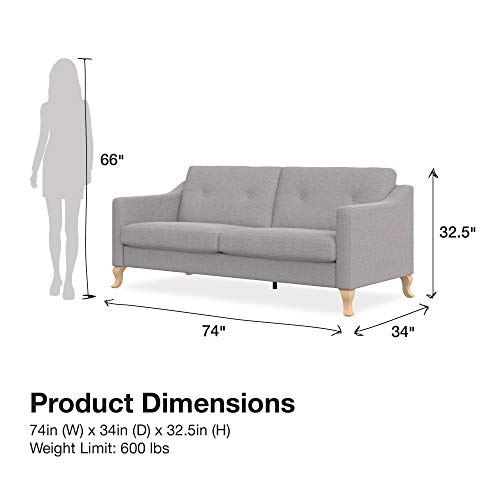 Mr. Kate Tess Sofa With Soft Pocket Coil Cushions, Small Space Living Room Furniture, Light Gray Linen #TOP1