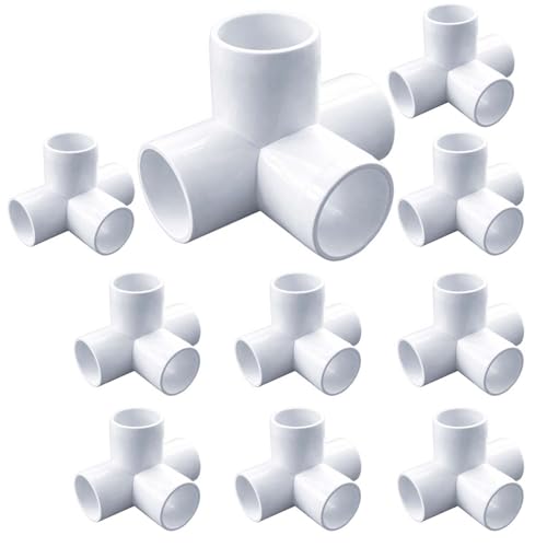 Image of DEHRAN UPVC 4-Way Elbow 1 /2 inch Inchi(20MM) For Plumbing Pipe Fitting, Greenhouse Project Bathroom Home Garden Frame White Color (10)