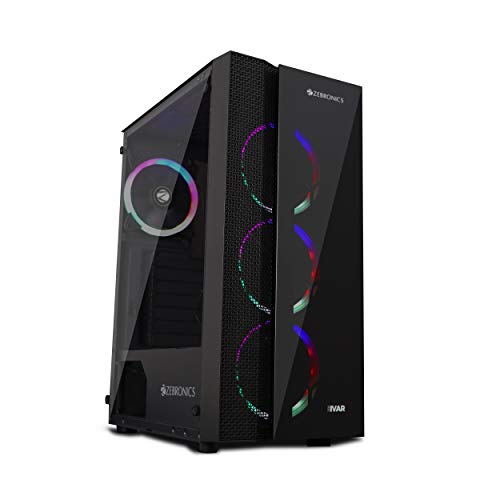 Image of ZEBRONICS Zeb-Ivar Premium Gaming Cabinet with ATX /mATX Motherboard Support, USB 3.0, AIO Cooler Support, 120mm Multicolor LED Fan, Tempered Glass Panel, dust Filter and mesh for air Flow