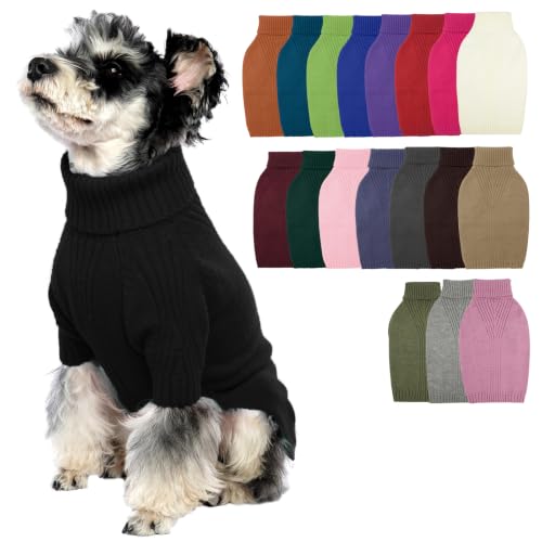 Chandail col roulé pour chien, chandail tricoté thermique pour petits chiens fille garçon, M