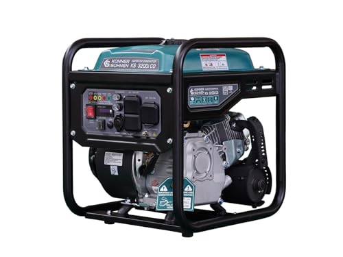 Konner&Sohnen Gas Inverter Generator - 3200 Watts, 230V, Lightweight and Portable, with CO Sensor...