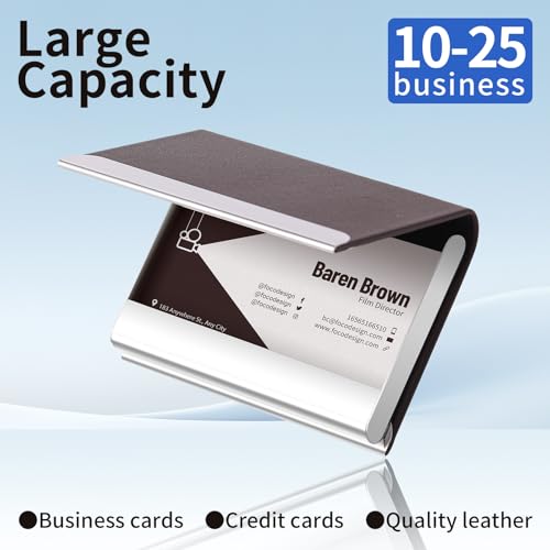 Onedor Personalized Business Card Holder, Leather Card Holder, business Card Case, Magnetic Closure, Gift For Men, New Job Gift (Dark Brown)3