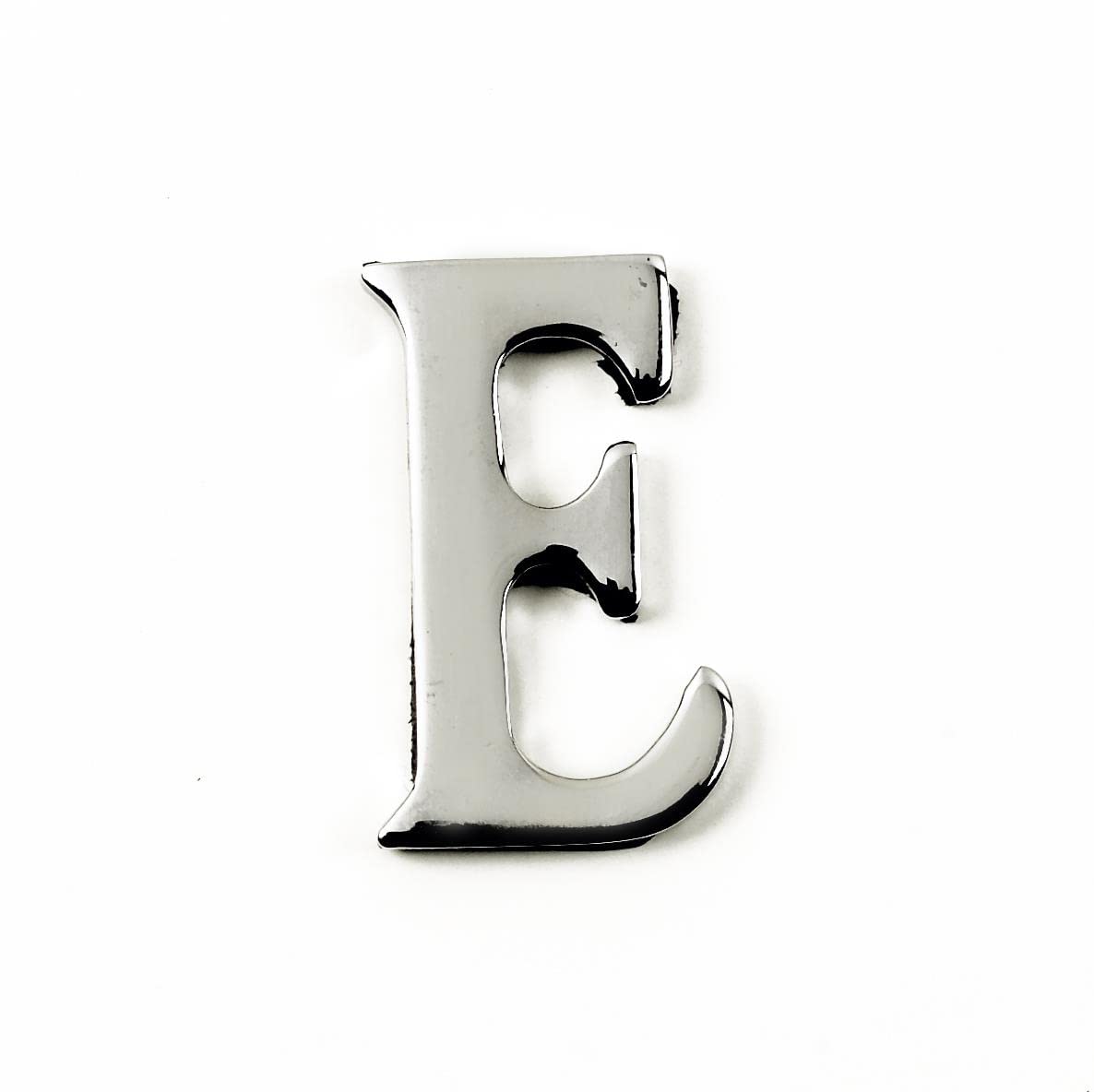 Black Country Metal Works Chrome 1.5-2 Inch Self Adhesive Numbers & Letters (Solid Brass) - E