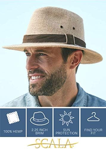 Scala Men's Plus-Size Hemp Safari Hat with Leather Band - Image 8