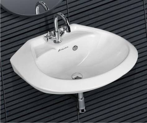 Clay Plus Ceramic Wall Mount Wash Basin | Wall Hung Glossy White Finish | Wall Mounted Sink | Bathroom wash basin | bathroom basin (Oval 1, 13x18 inch) (B0CWPPZFQQ) Amazon Price History, Amazon Price Tracker
