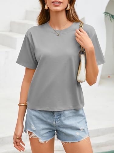 Image of UNCLECAT Womens Short Sleeve Crop Tops Summer Basic Cropped T Shirts