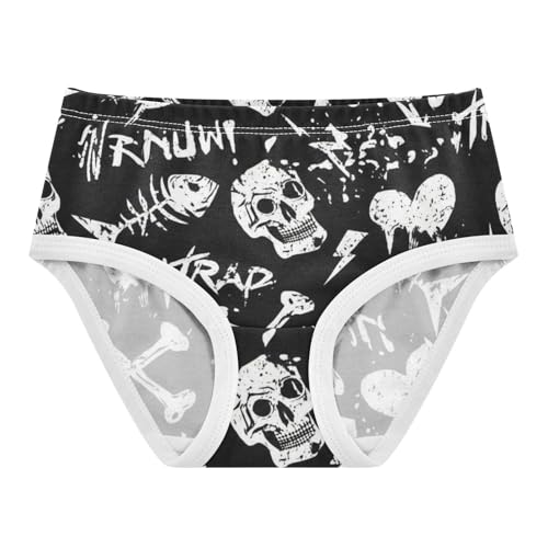 Cotton Toddler Underwear Floral Black White Grunge Skulls Little Girl Panties Pattern Kids Briefs Undies 2t