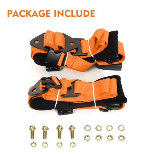 Image of 4 Point Racing Harness With Padding Heavy Duty Buckle Upgraded 3 Inch Straps UTV Harness 4 point Universal Adjustable for Adults Easy Install, Orange