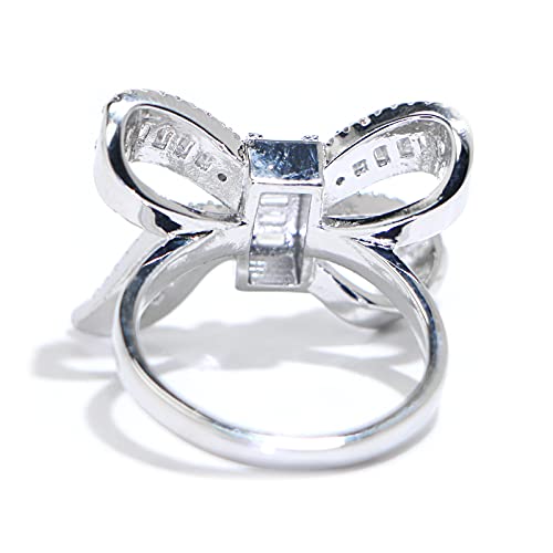 925 Sterling Silver Shiny Full Diamond Gemstone Ring Cubic Zirconia Rings CZ Diamond Butterfly Ring Eternity Engagement Wedding Band Ring for Women (US Code 8)4